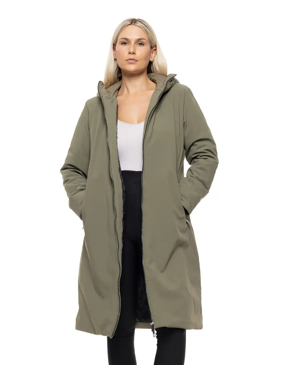 Splendid Γυναικείο μακρύ παλτό με κουκούλα 54-101-074 KHAKI