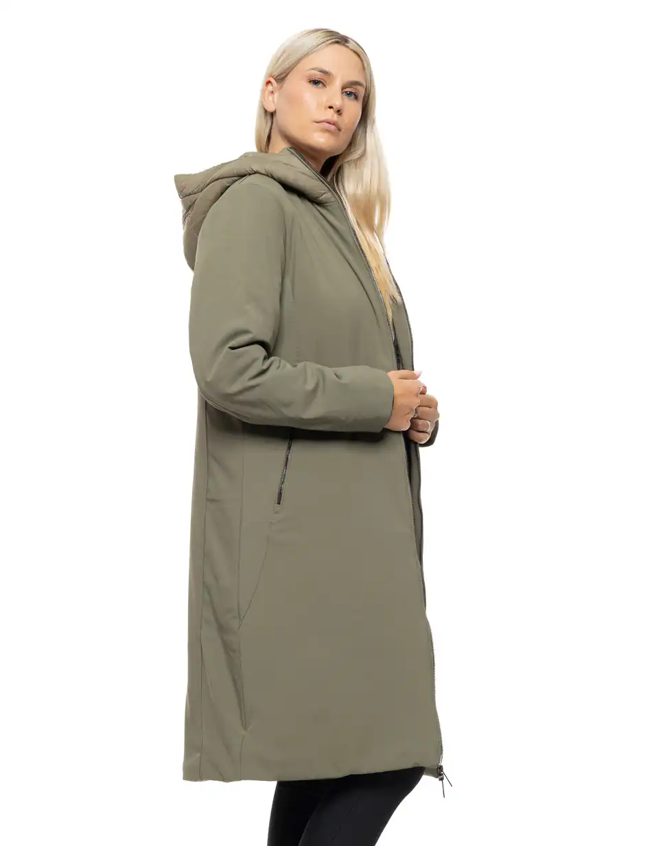 Splendid Γυναικείο μακρύ παλτό με κουκούλα 54-101-074 KHAKI