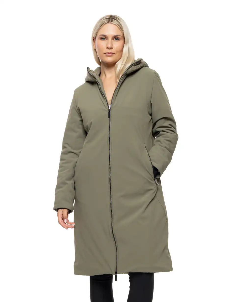 Splendid Γυναικείο μακρύ παλτό με κουκούλα 54-101-074 KHAKI