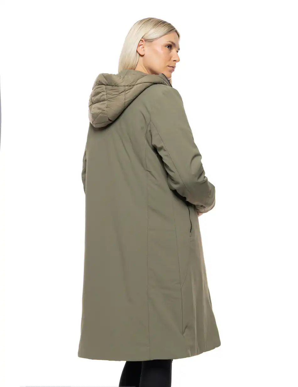 Splendid Γυναικείο μακρύ παλτό με κουκούλα 54-101-074 KHAKI