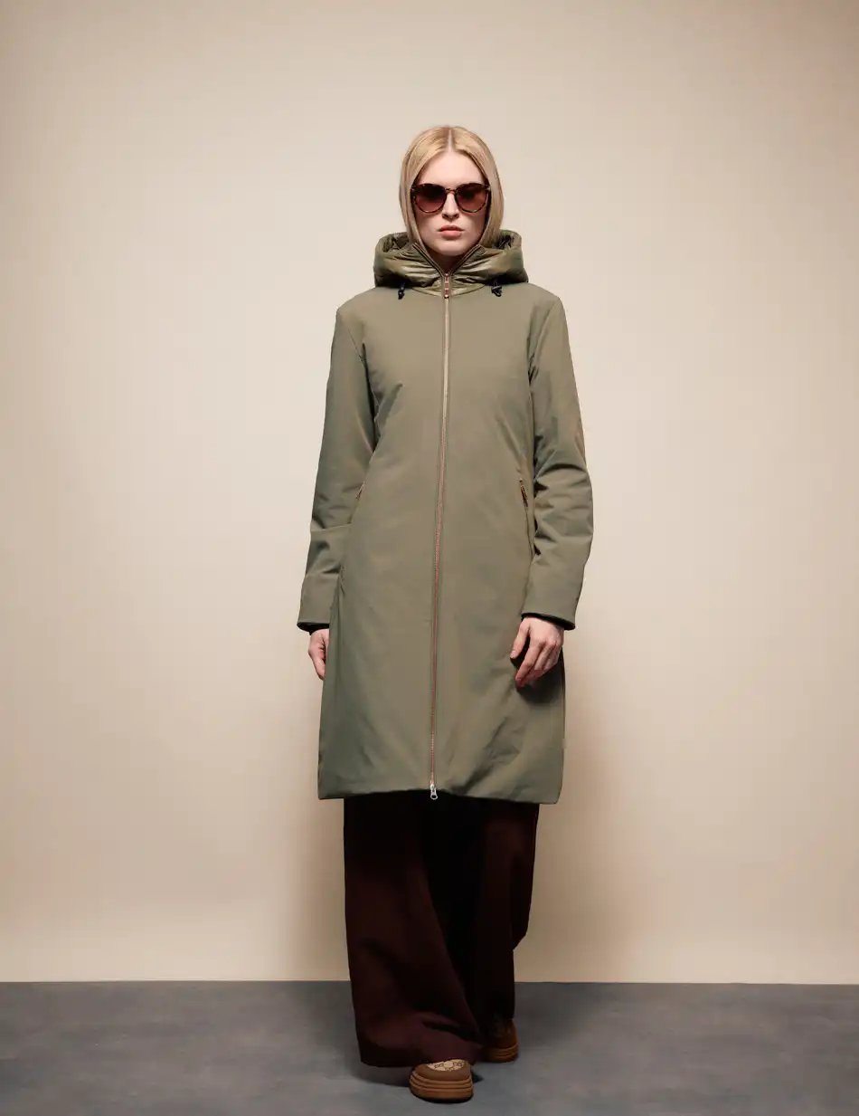 Splendid Γυναικείο μακρύ παλτό με κουκούλα 54-101-074 KHAKI