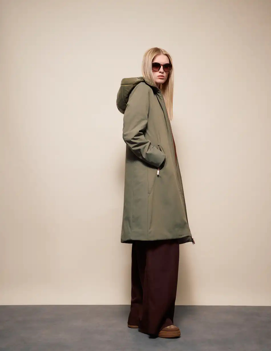 Splendid Γυναικείο μακρύ παλτό με κουκούλα 54-101-074 KHAKI