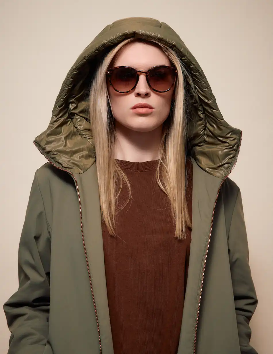 Splendid Γυναικείο μακρύ παλτό με κουκούλα 54-101-074 KHAKI