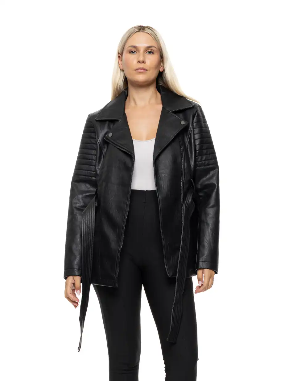 Splendid Γυναικείο demi πανωφόρι από δερματίνη 54-101-084 BLACK