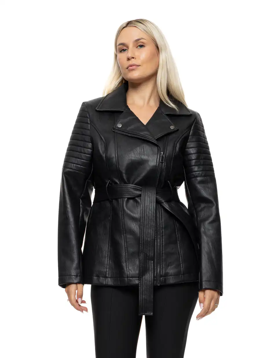 Splendid Γυναικείο demi πανωφόρι από δερματίνη 54-101-084 BLACK