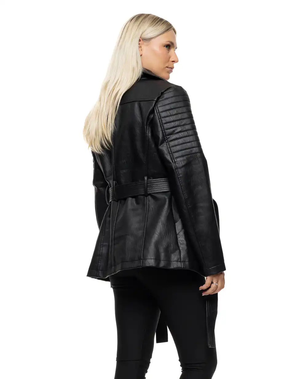 Splendid Γυναικείο demi πανωφόρι από δερματίνη 54-101-084 BLACK