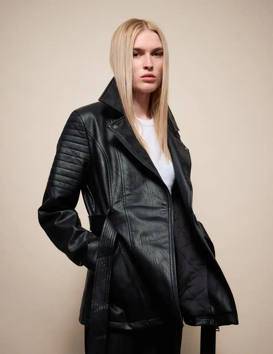 Splendid Γυναικείο demi πανωφόρι από δερματίνη 54-101-084 BLACK