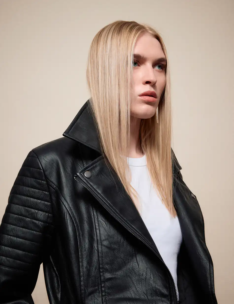 Splendid Γυναικείο demi πανωφόρι από δερματίνη 54-101-084 BLACK