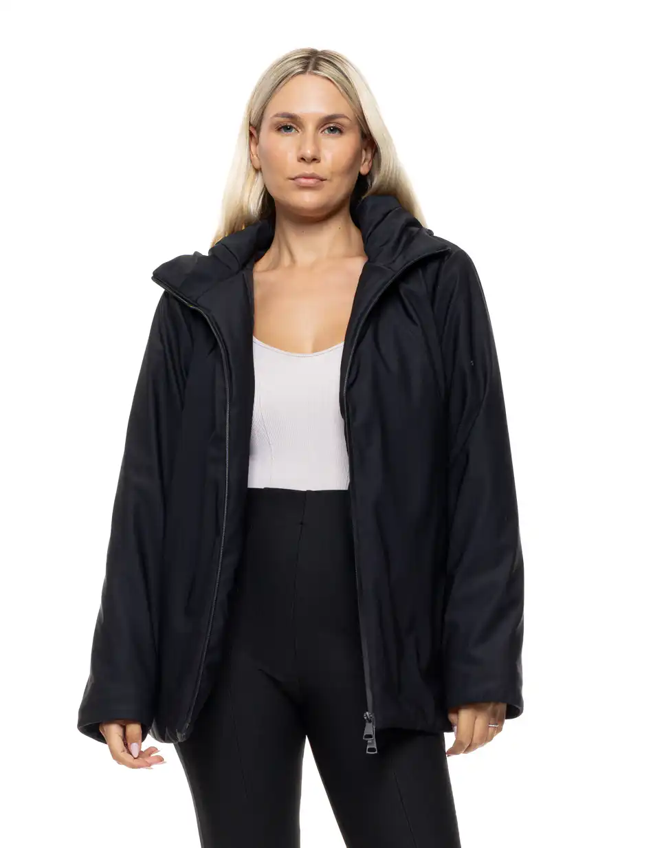 Splendid Γυναικείο demi παλτό με κουκούλα 54-101-086 BLACK