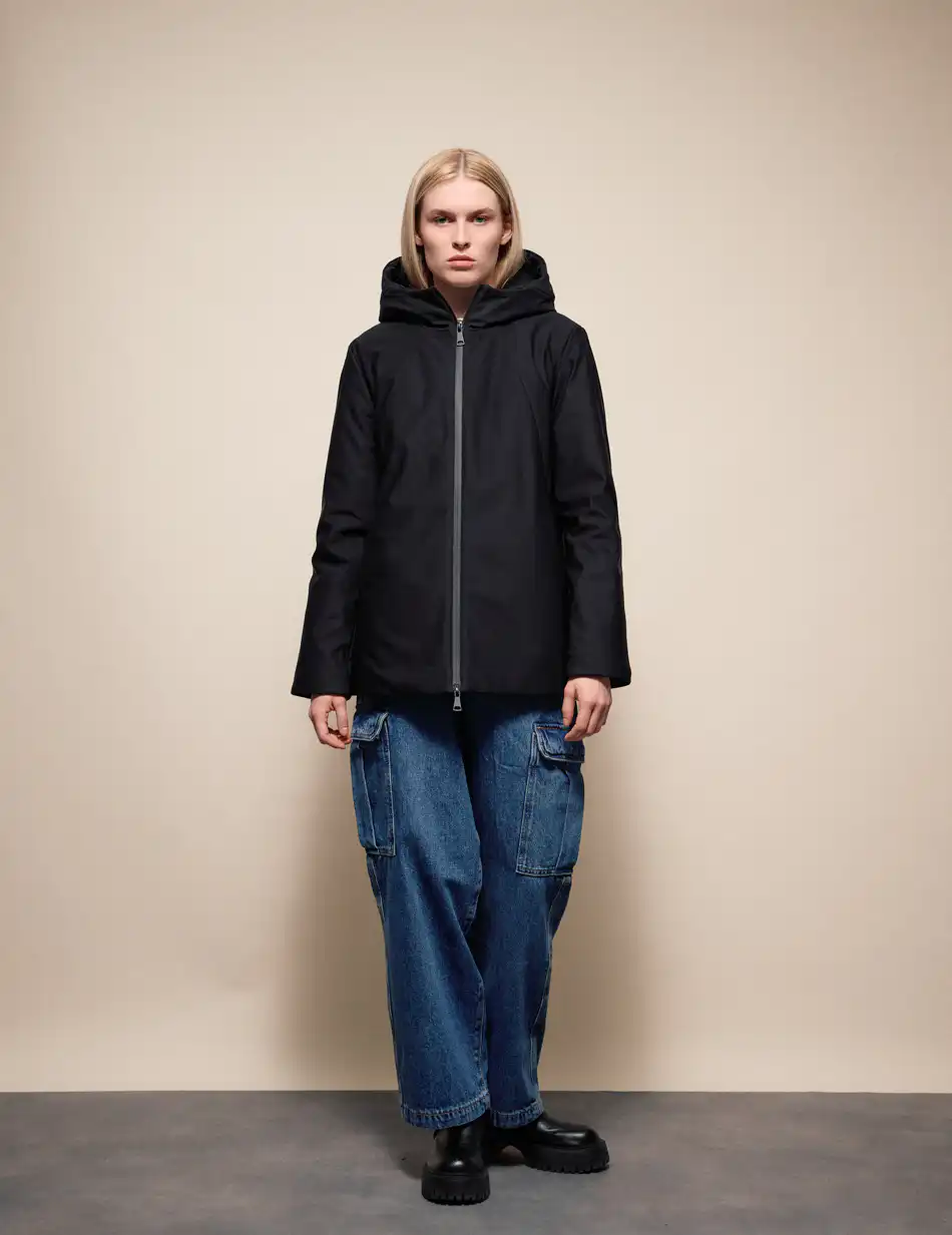 Splendid Γυναικείο demi παλτό με κουκούλα 54-101-086 BLACK