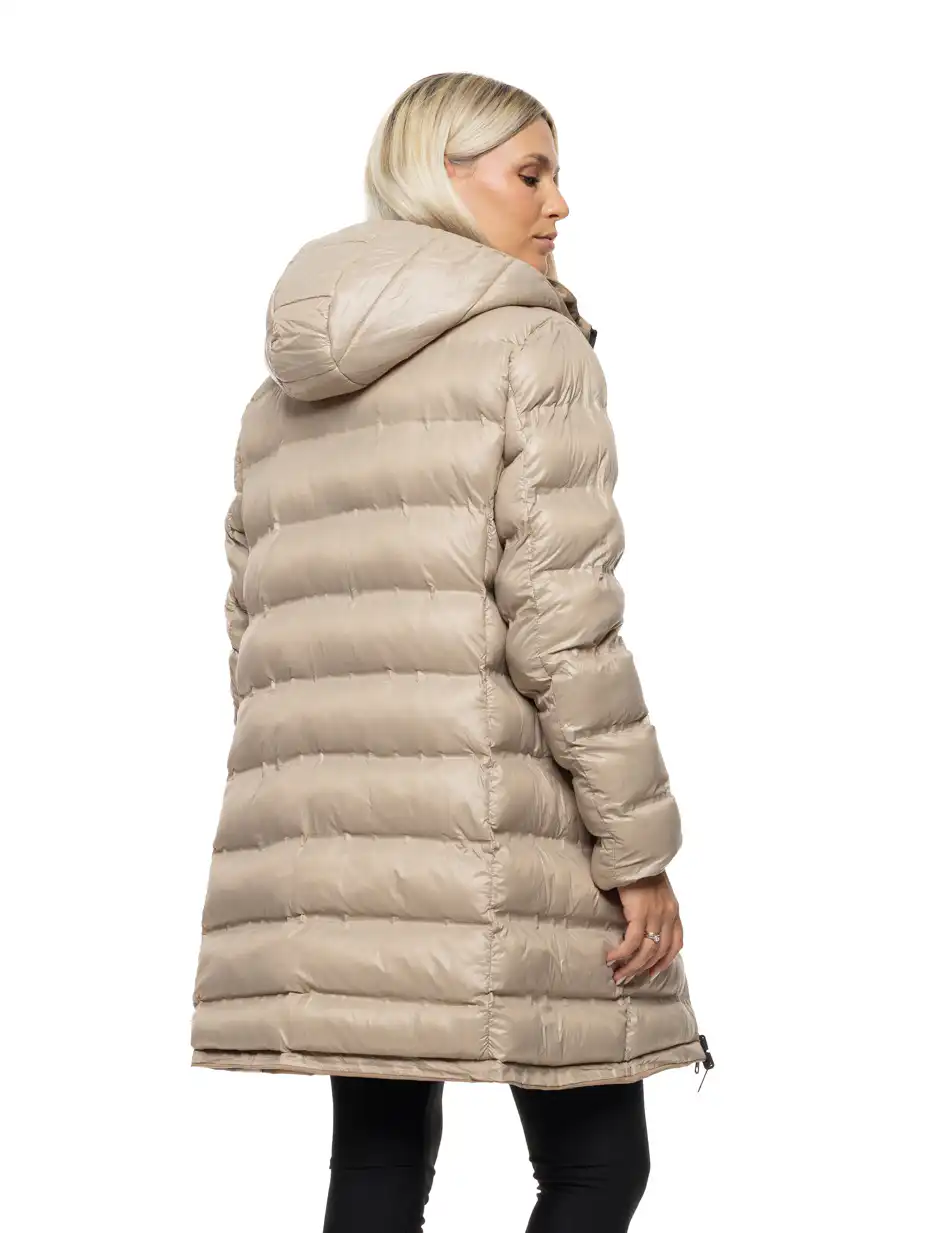 Splendid Γυναικείο μακρύ πανωφόρι 2 όψεων με κουκούλα 54-101-087 BEIGE