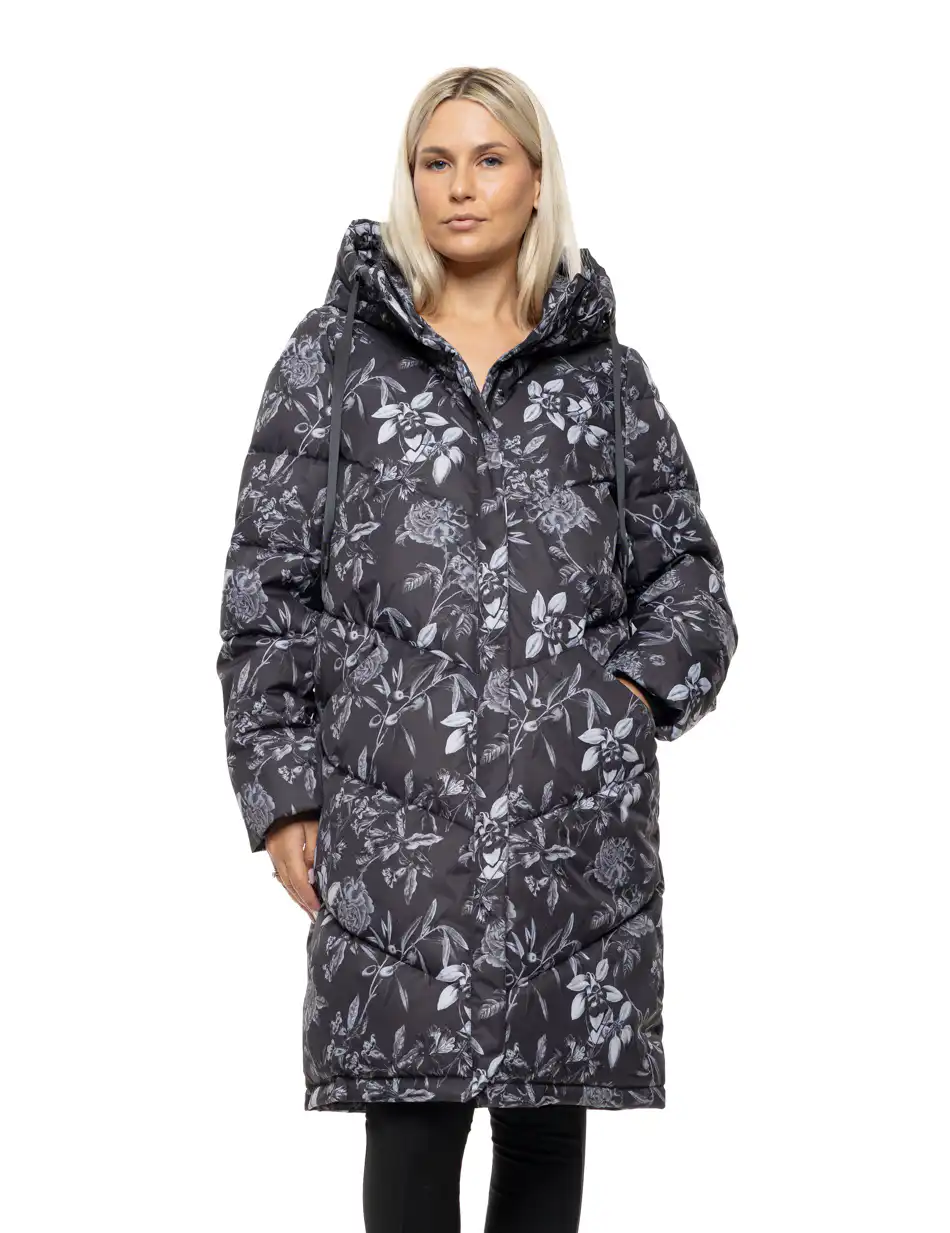 Biston Γυναικείο μακρύ παλτό με κουκούλα 54-101-089 BLACK