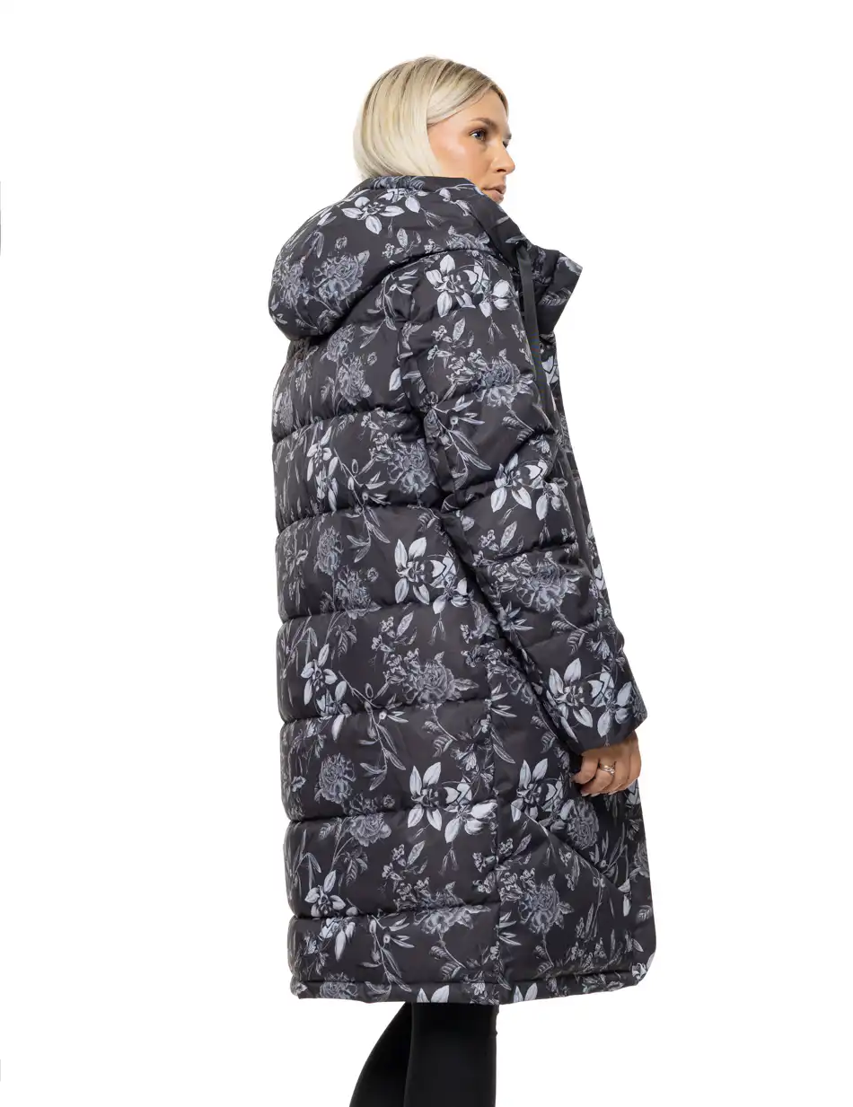 Biston Γυναικείο μακρύ παλτό με κουκούλα 54-101-089 BLACK