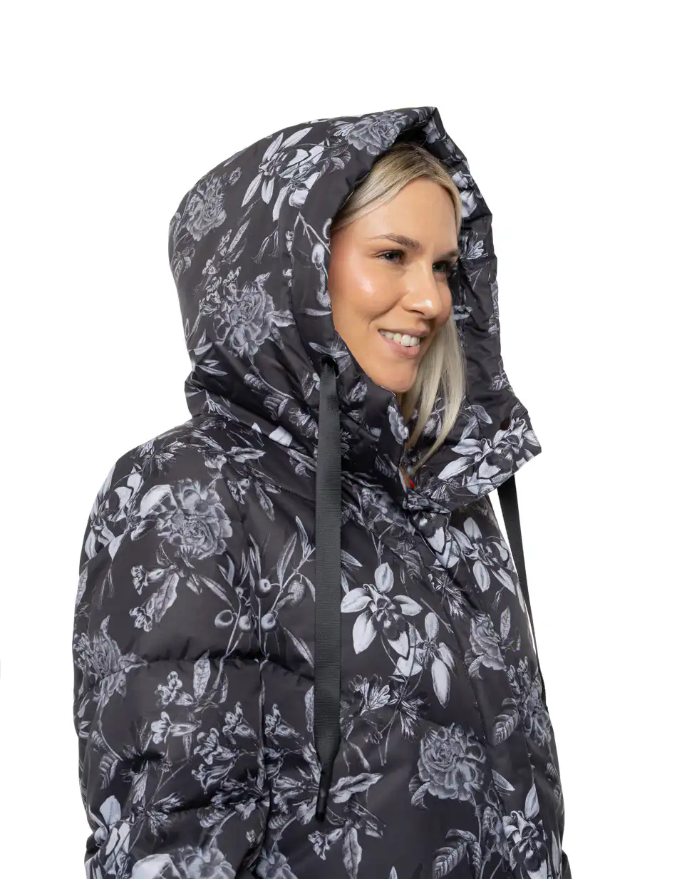 Biston Γυναικείο μακρύ παλτό με κουκούλα 54-101-089 BLACK