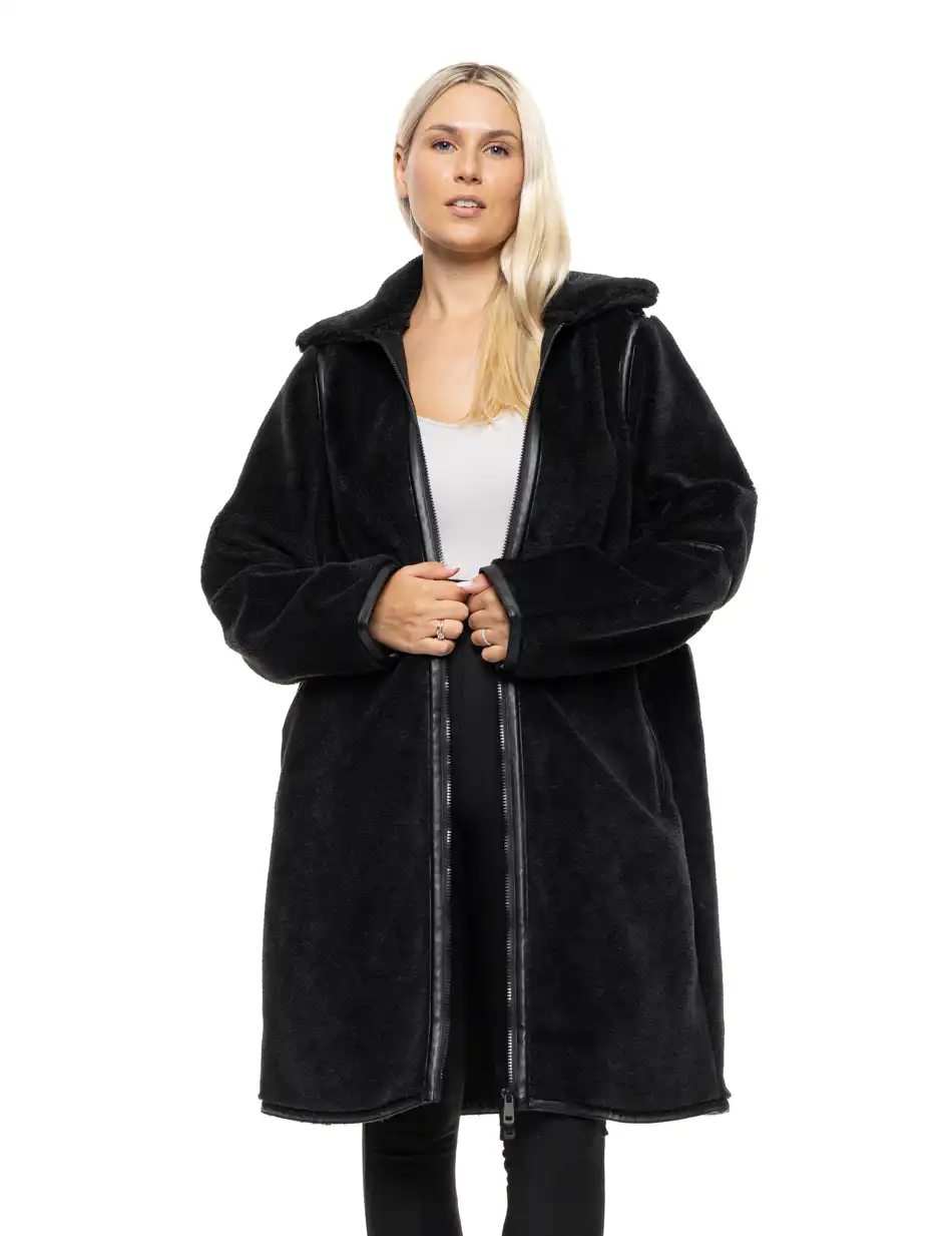 Splendid Γυναικείο μακρύ παλτό με γιακά 54-101-096 BLACK