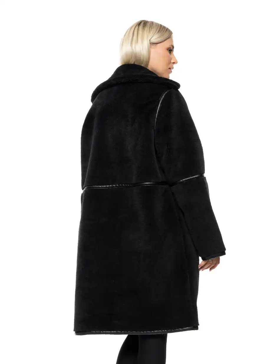 Splendid Γυναικείο μακρύ παλτό με γιακά 54-101-096 BLACK