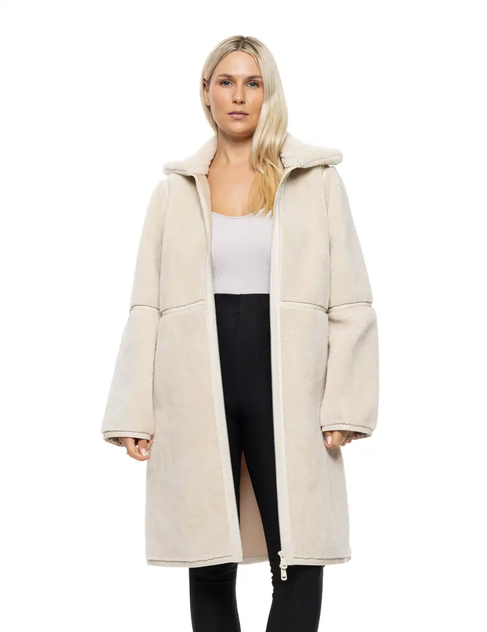 Splendid Γυναικείο μακρύ παλτό με γιακά 54-101-096 OFF WHITE