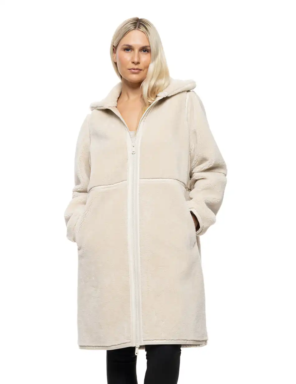 Splendid Γυναικείο μακρύ παλτό με γιακά 54-101-096 OFF WHITE