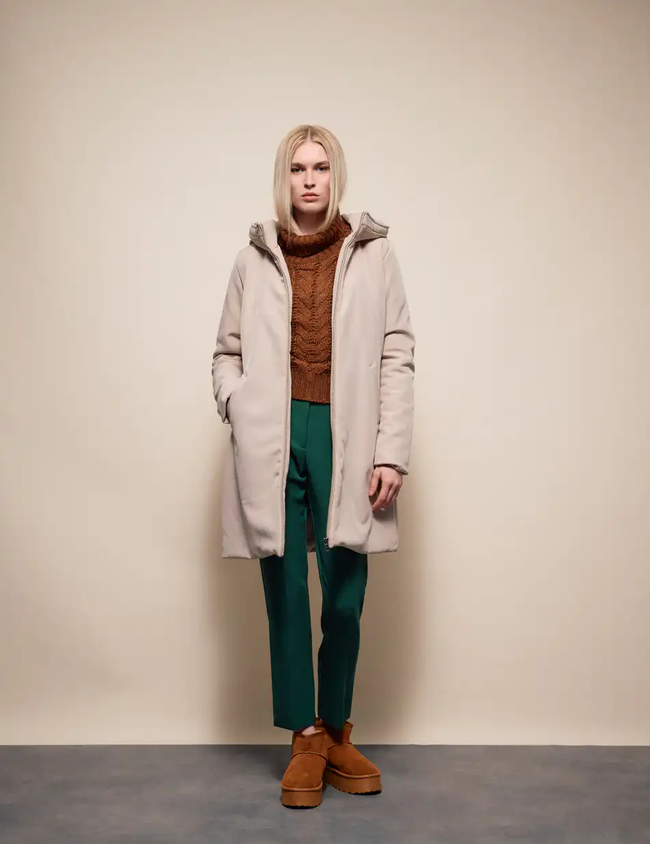 Splendid Γυναικείο μακρύ παλτό με γιακά 54-101-096 OFF WHITE