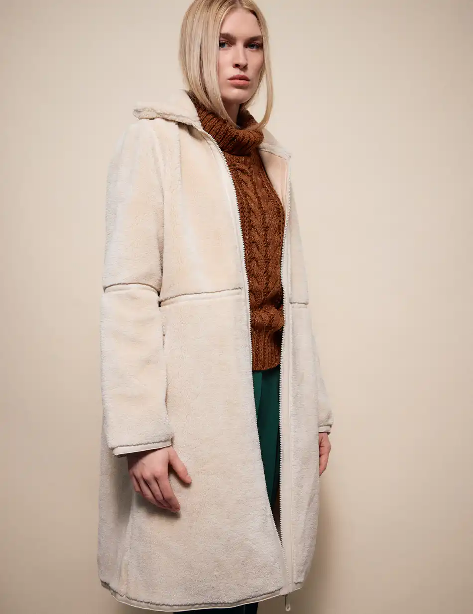 Splendid Γυναικείο μακρύ παλτό με γιακά 54-101-096 OFF WHITE