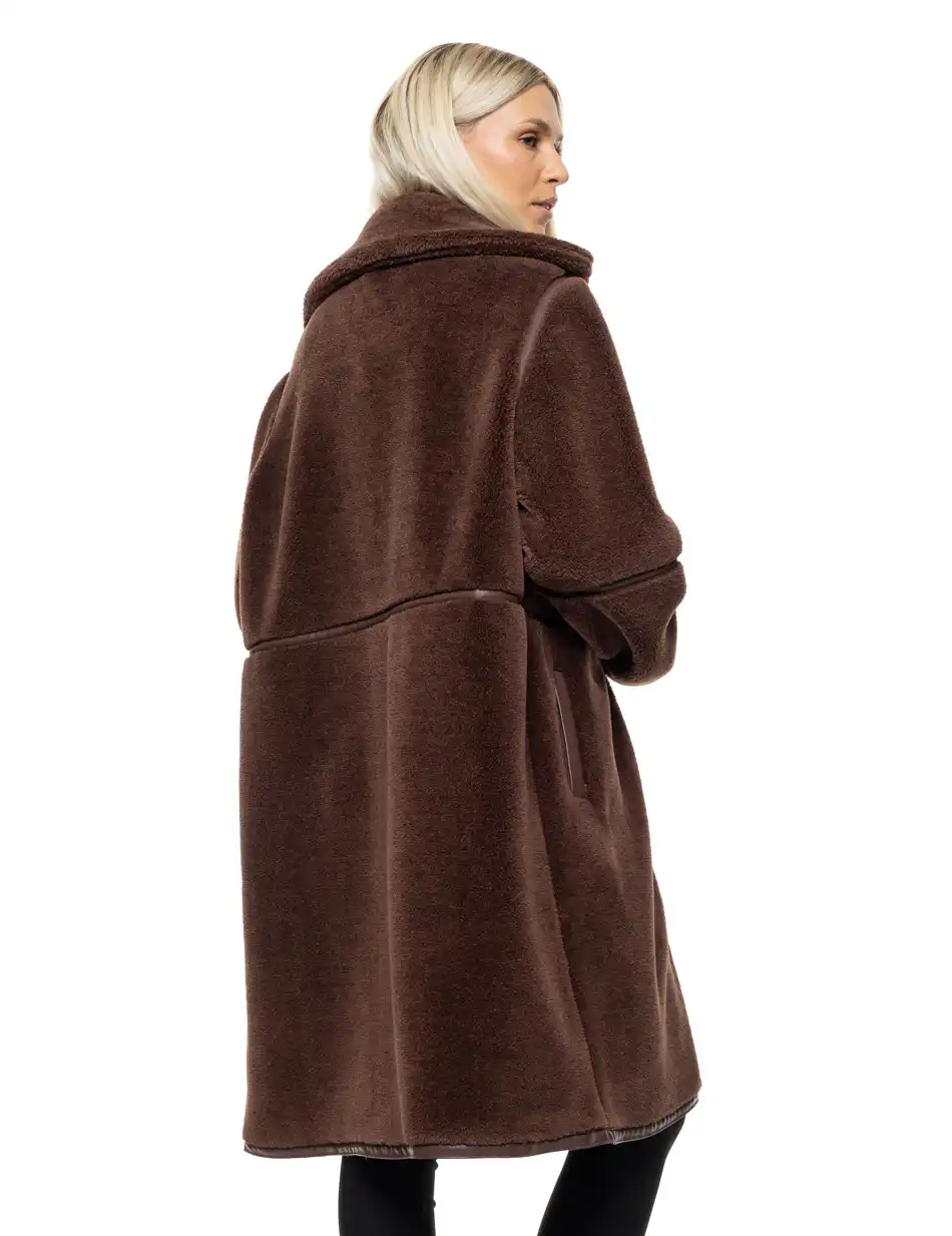 Splendid Γυναικείο μακρύ παλτό με γιακά 54-101-096 BROWN