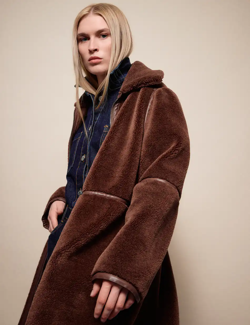 Splendid Γυναικείο μακρύ παλτό με γιακά 54-101-096 BROWN