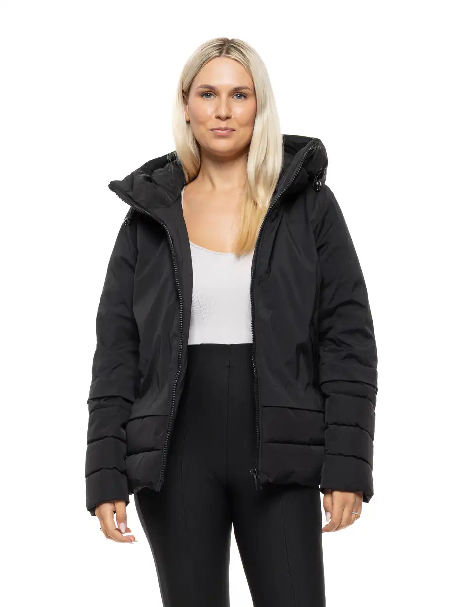 Splendid Γυναικείο κοντό παλτό με κουκούλα 54-101-097 BLACK