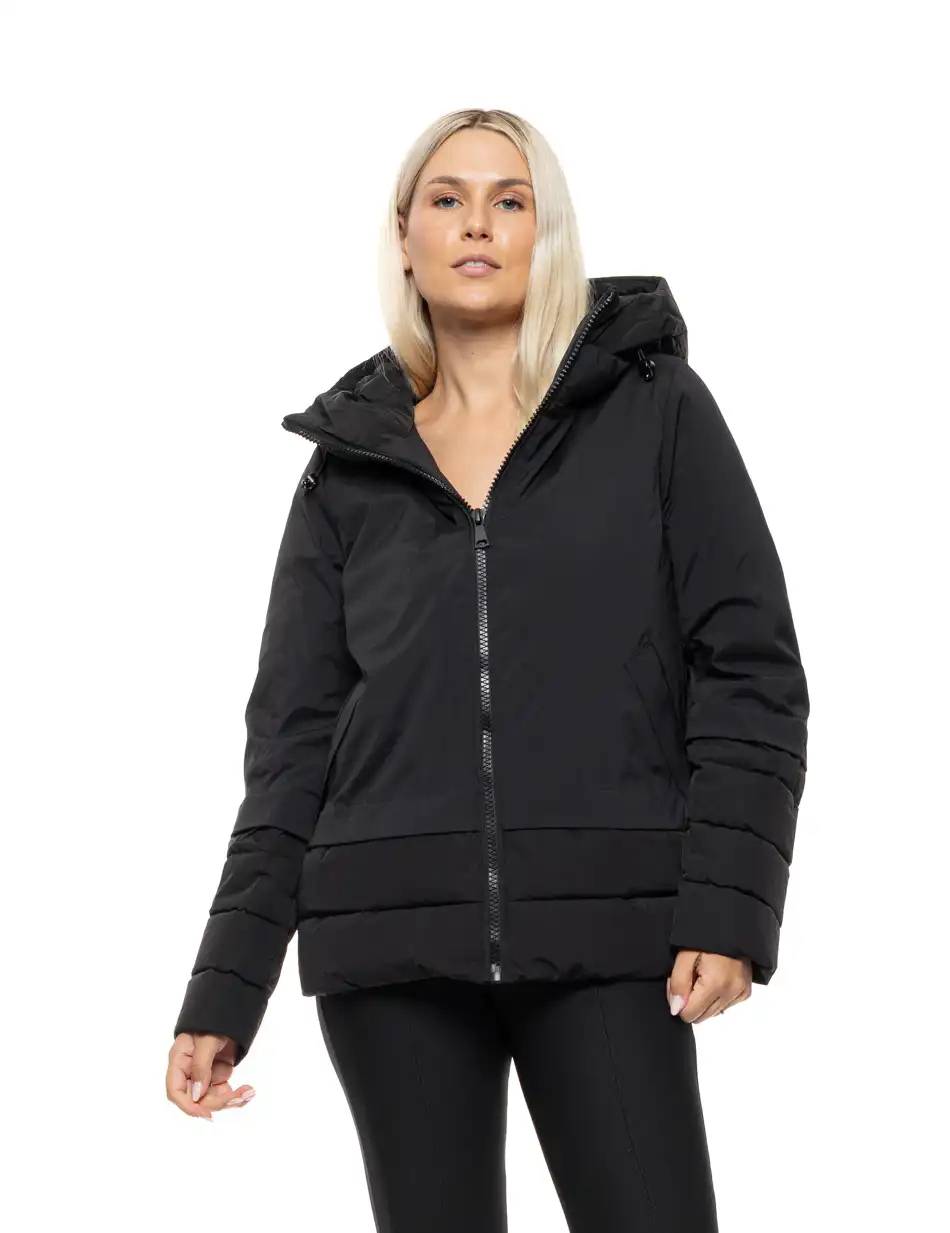 Splendid Γυναικείο κοντό παλτό με κουκούλα 54-101-097 BLACK