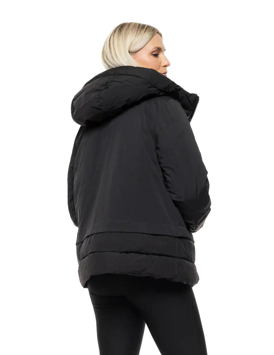 Splendid Γυναικείο κοντό παλτό με κουκούλα 54-101-097 BLACK