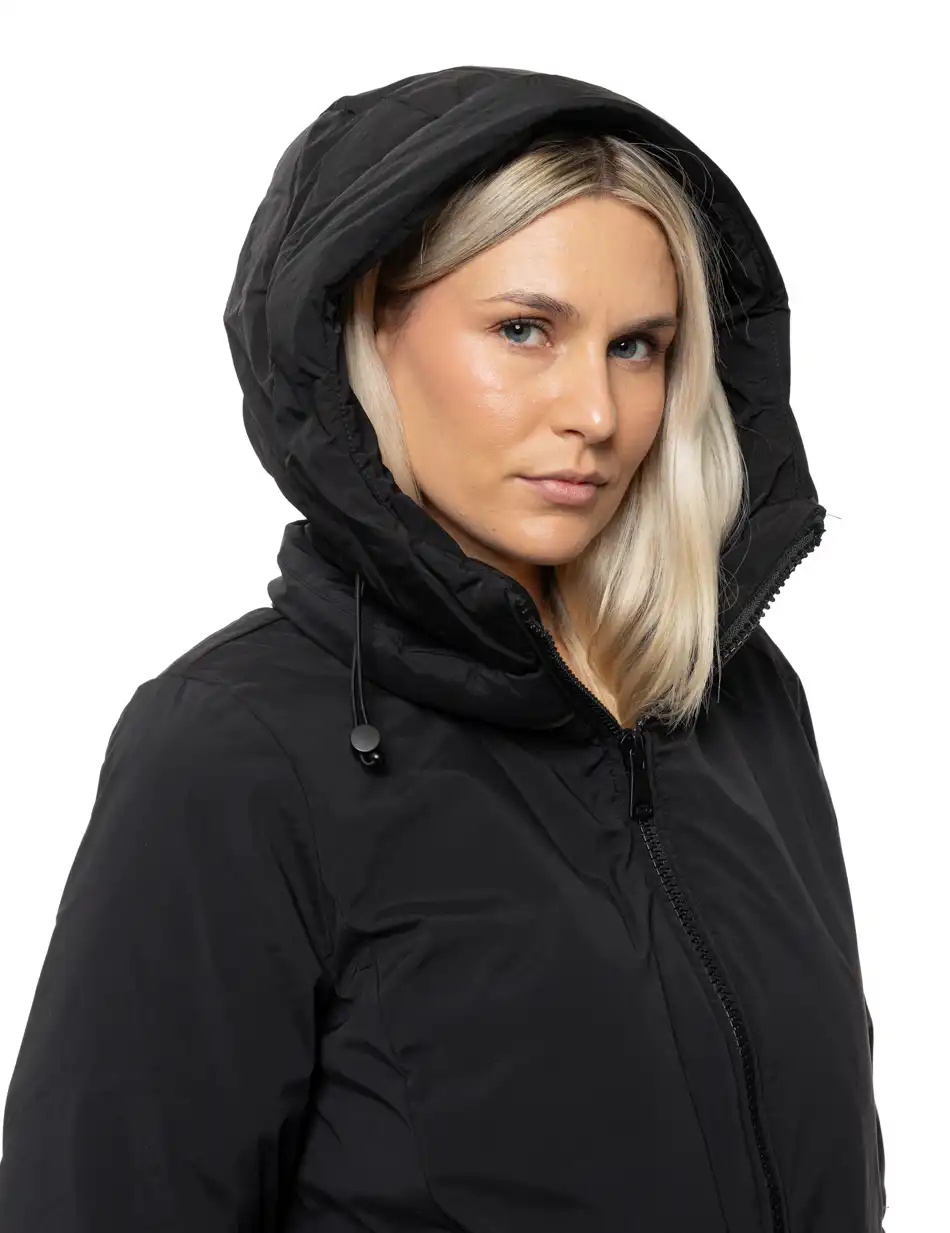 Splendid Γυναικείο κοντό παλτό με κουκούλα 54-101-097 BLACK