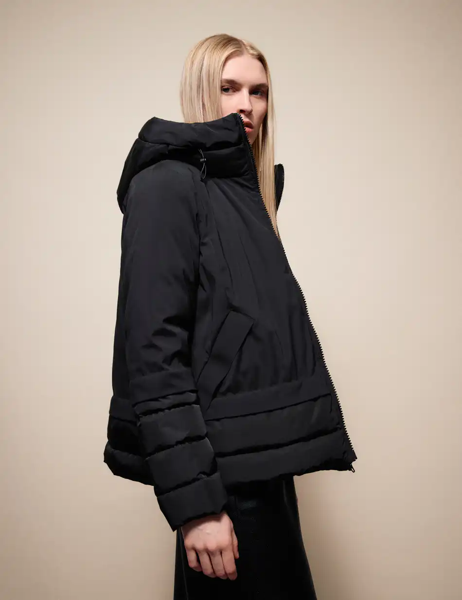 Splendid Γυναικείο κοντό παλτό με κουκούλα 54-101-097 BLACK