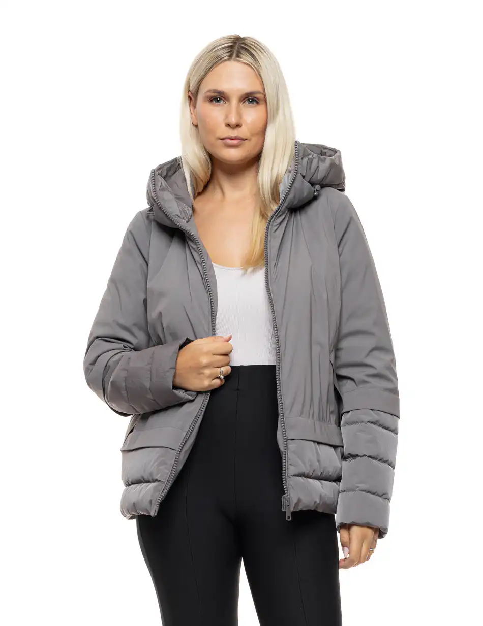 Splendid Γυναικείο κοντό παλτό με κουκούλα 54-101-097 DK GREY