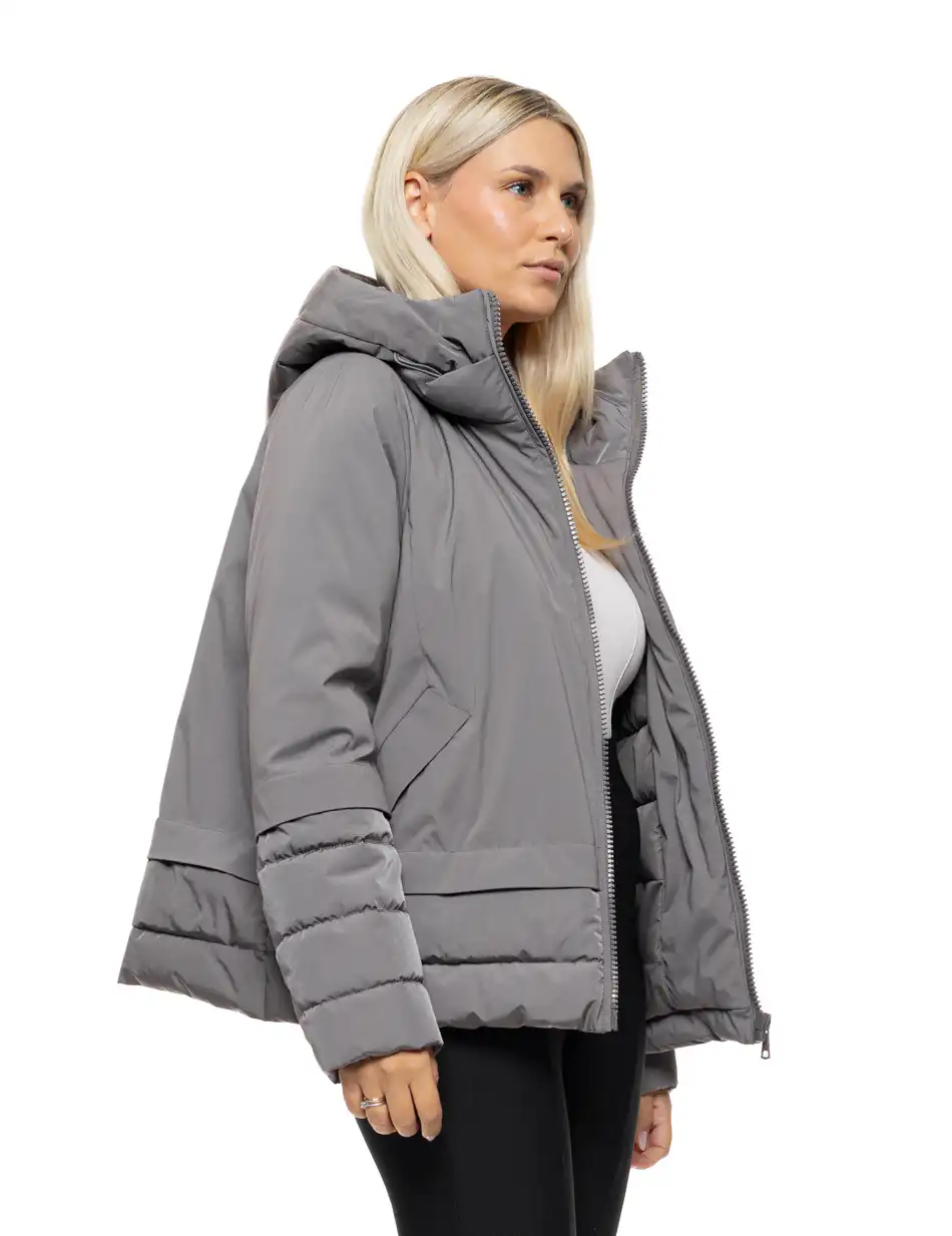 Splendid Γυναικείο κοντό παλτό με κουκούλα 54-101-097 DK GREY