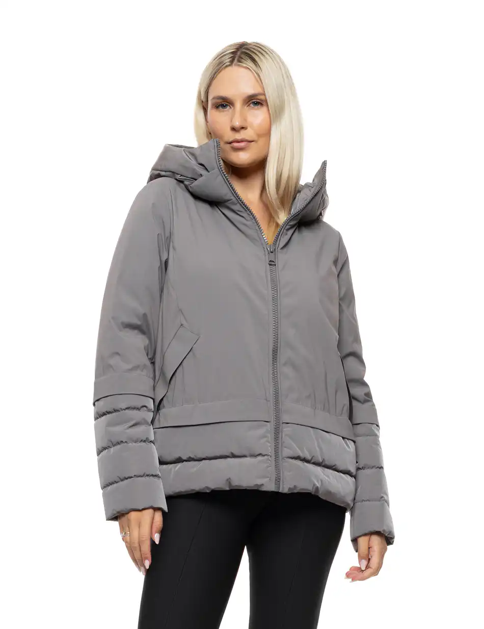 Splendid Γυναικείο κοντό παλτό με κουκούλα 54-101-097 DK GREY