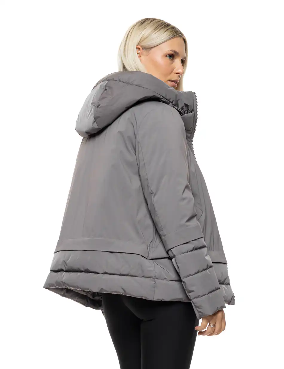 Splendid Γυναικείο κοντό παλτό με κουκούλα 54-101-097 DK GREY