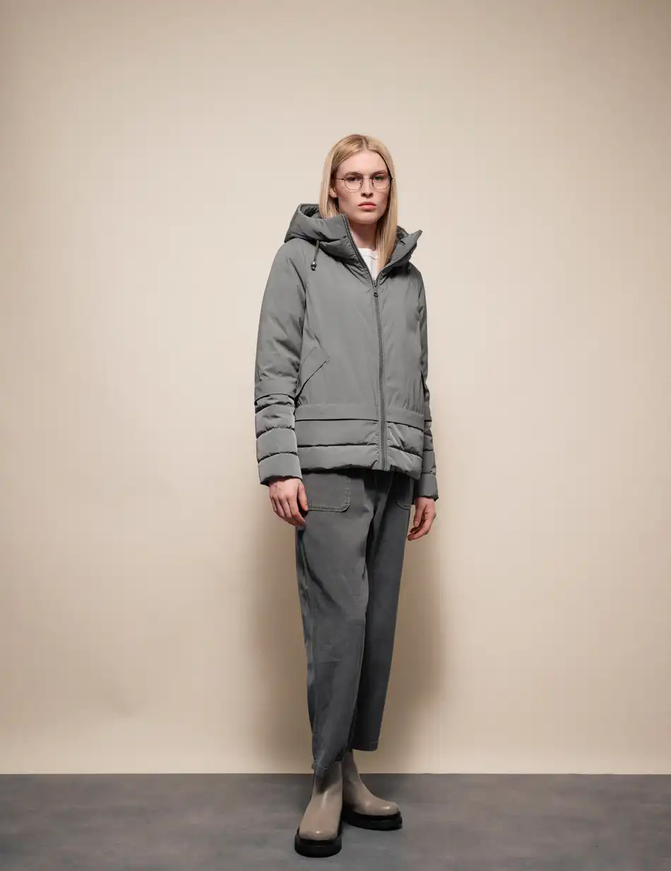 Splendid Γυναικείο κοντό παλτό με κουκούλα 54-101-097 DK GREY