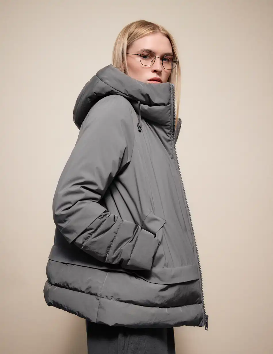 Splendid Γυναικείο κοντό παλτό με κουκούλα 54-101-097 DK GREY