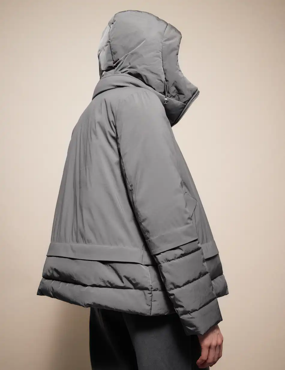 Splendid Γυναικείο κοντό παλτό με κουκούλα 54-101-097 DK GREY