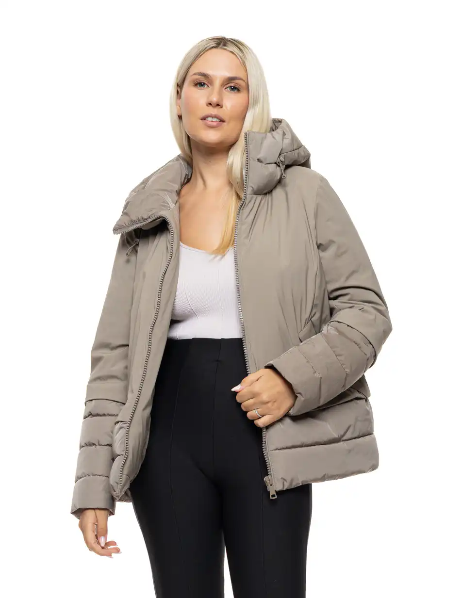 Splendid Γυναικείο κοντό παλτό με κουκούλα 54-101-097 FANGO