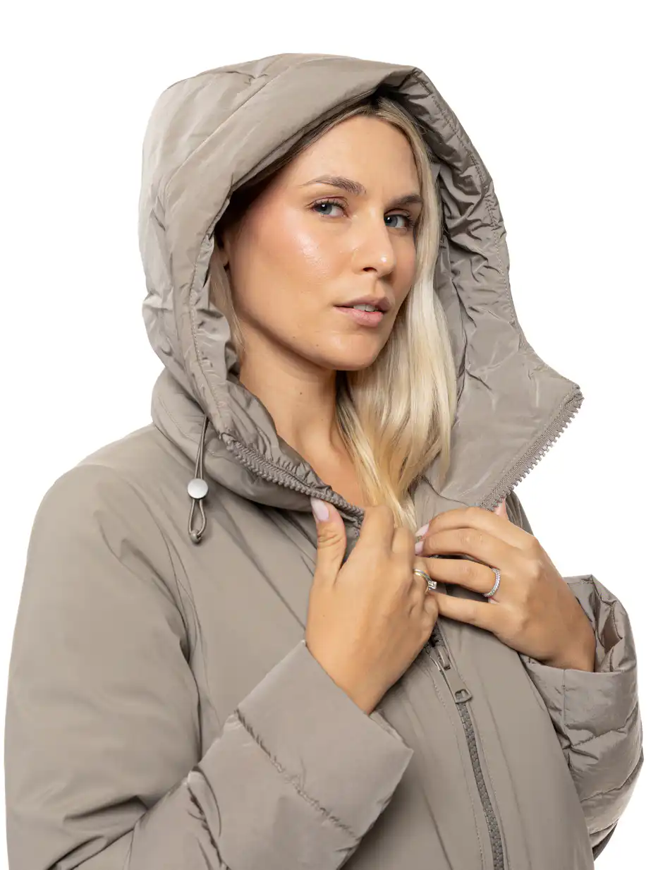 Splendid Γυναικείο κοντό παλτό με κουκούλα 54-101-097 FANGO