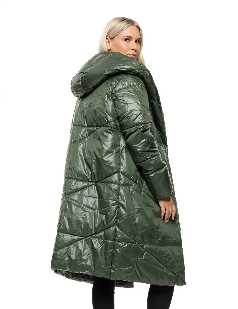 Biston Γυναικείο μακρύ παλτό με κουκούλα 54-101-098 GREEN