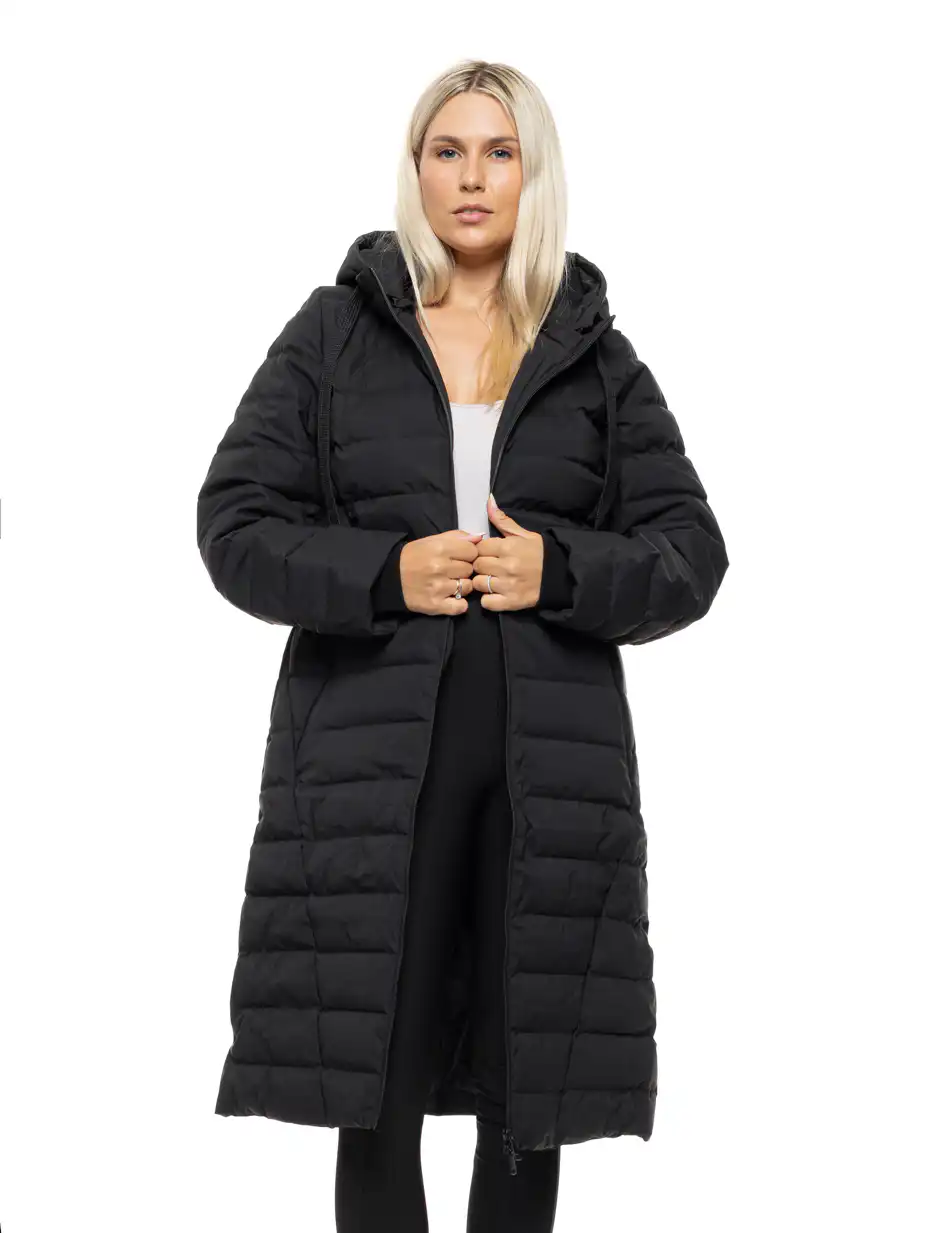 Splendid Γυναικείο μακρύ παλτό με κουκούλα 54-101-099 BLACK