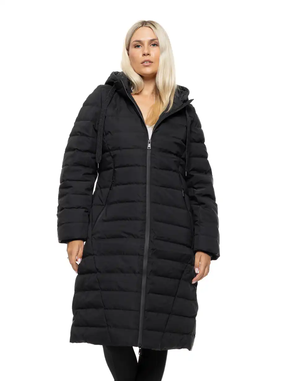 Splendid Γυναικείο μακρύ παλτό με κουκούλα 54-101-099 BLACK