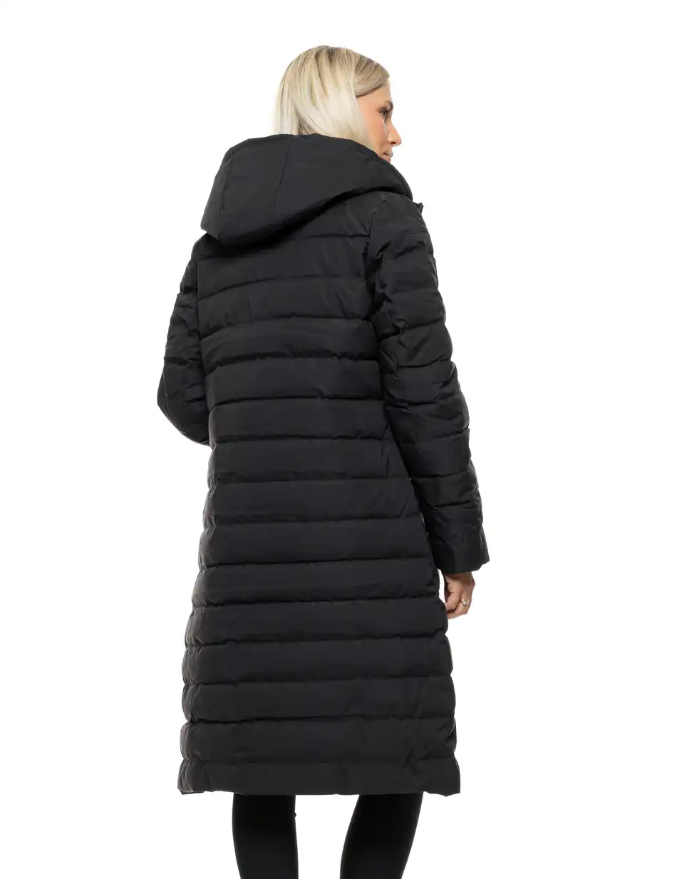 Splendid Γυναικείο μακρύ παλτό με κουκούλα 54-101-099 BLACK