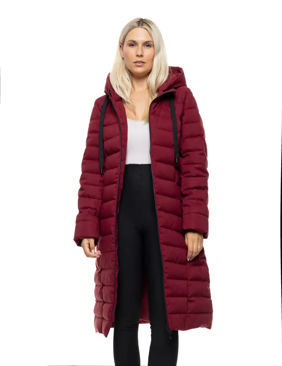 Splendid Γυναικείο μακρύ παλτό με κουκούλα 54-101-099 BORDEAUX