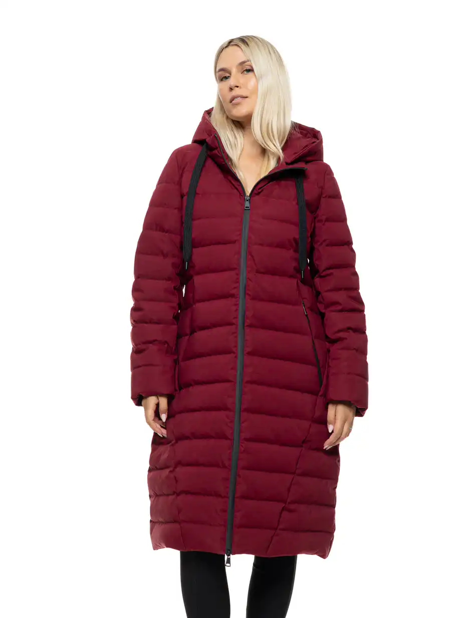 Splendid Γυναικείο μακρύ παλτό με κουκούλα 54-101-099 BORDEAUX