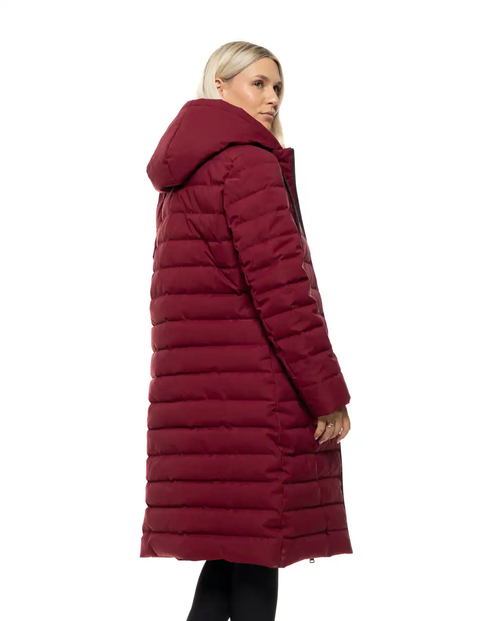 Splendid Γυναικείο μακρύ παλτό με κουκούλα 54-101-099 BORDEAUX