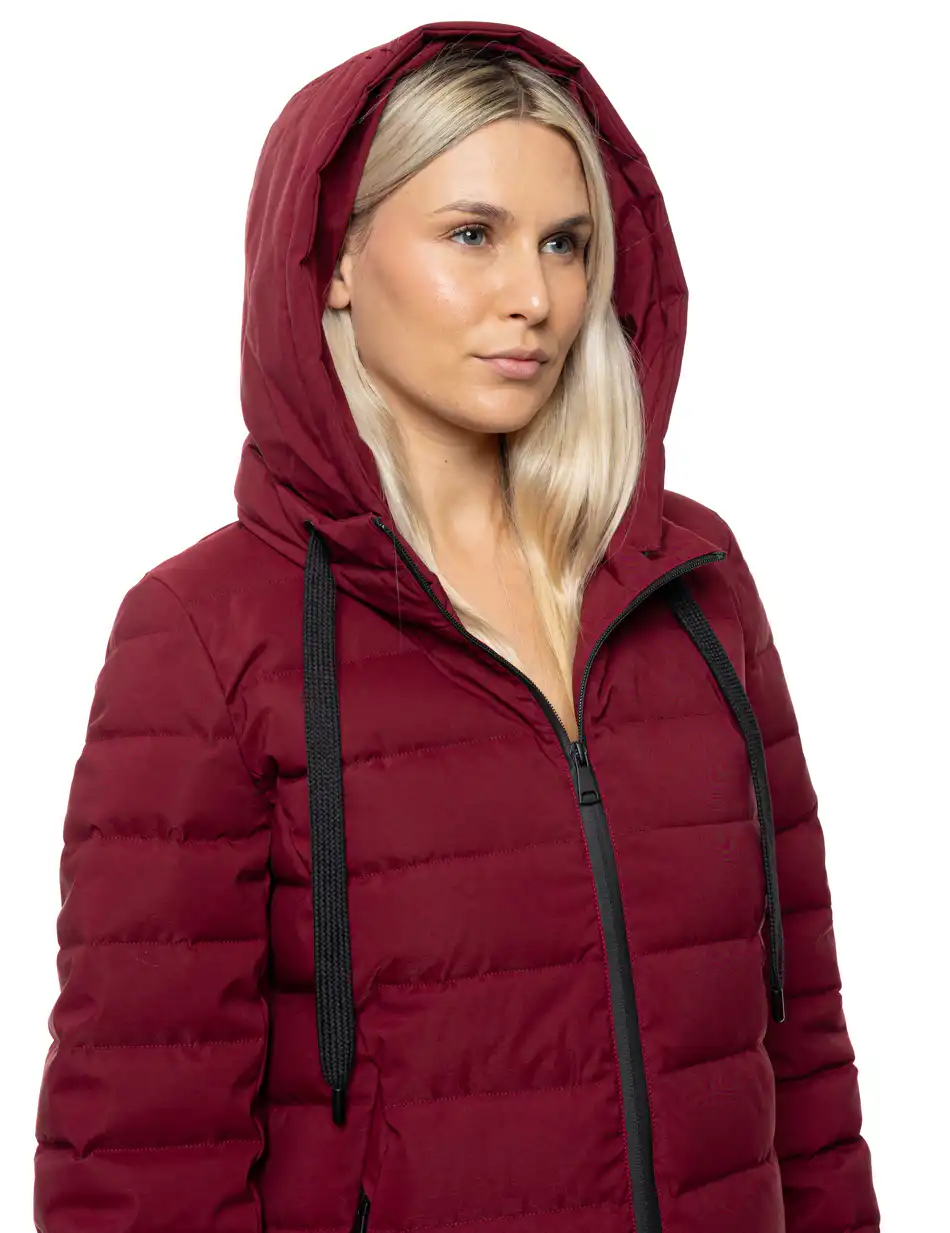 Splendid Γυναικείο μακρύ παλτό με κουκούλα 54-101-099 BORDEAUX