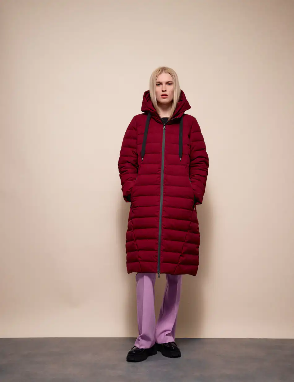 Splendid Γυναικείο μακρύ παλτό με κουκούλα 54-101-099 BORDEAUX