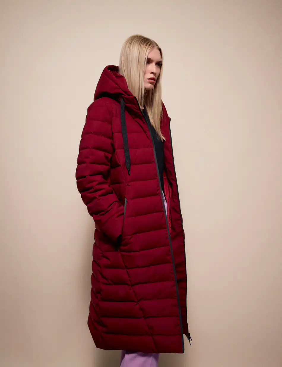 Splendid Γυναικείο μακρύ παλτό με κουκούλα 54-101-099 BORDEAUX